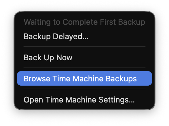 click on the Browse Time Machine Backups